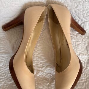 Etienne Aigner Cream and Brown Heels